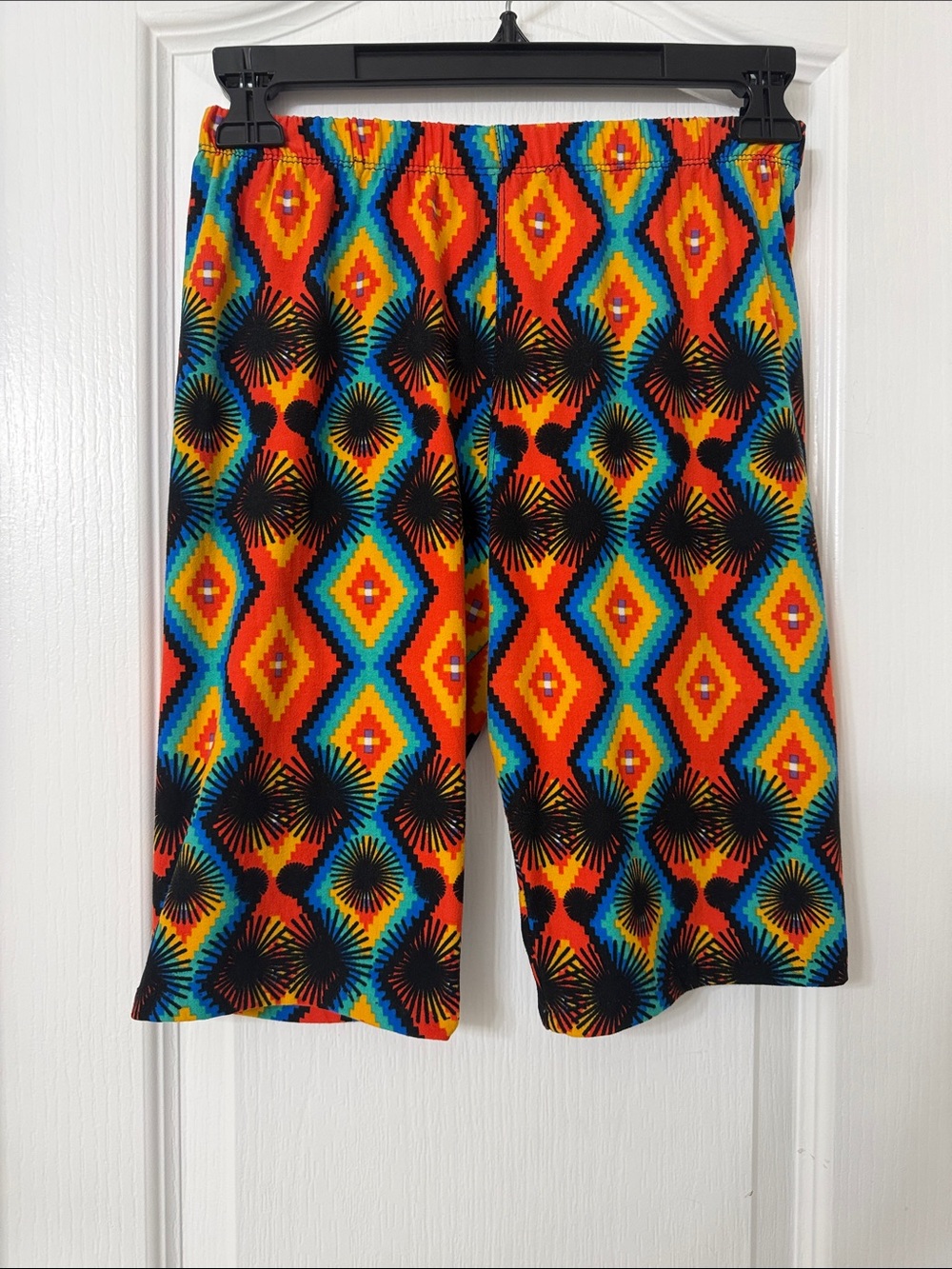 Always multi-colored geometric diamond pull on elastic waist bike short One Size